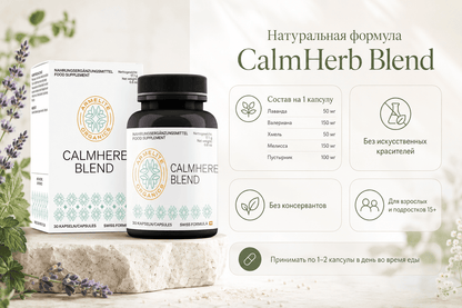 CalmHerb Blend 30 Kapseln Verpackung und Produktinformationen